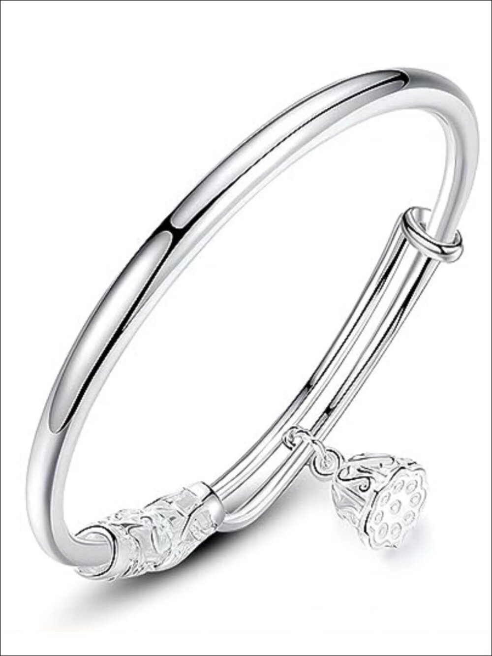S925 Sterling Silver Adjustable Bangle Bracelet for Women
